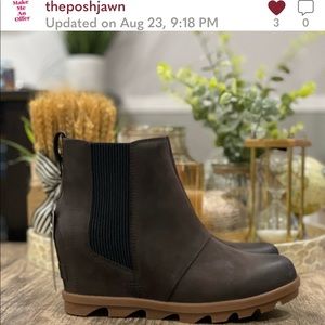 🆕 Sorel Joan of Arctic Waterproof Leather Wedge II Chelsea Boot Women's 9